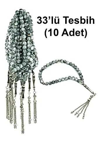 10 Adet 33lü Hac Umre Hediyelik Tesbih - Gri 