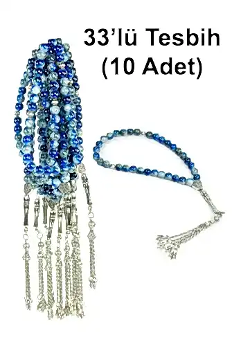 10 Adet 33lü Hac Umre Hediyelik Tesbih - Lacivert 