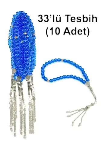 10 Adet 33lü Hac Umre Hediyelik Tesbih - Mavi 