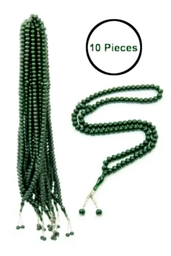 10 Adet 99lu Namaz Tesbihi 10mm Hac Umre Hediyelik - Koyu Yeşil - ihvanonline (1)