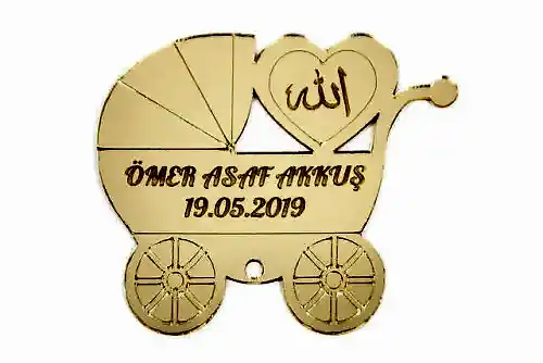 10 Adet Hediyelik Aynalı Pleksi Mıknatıslı Dolap Süsü Bebek Arabası Desen - İhvan (1)