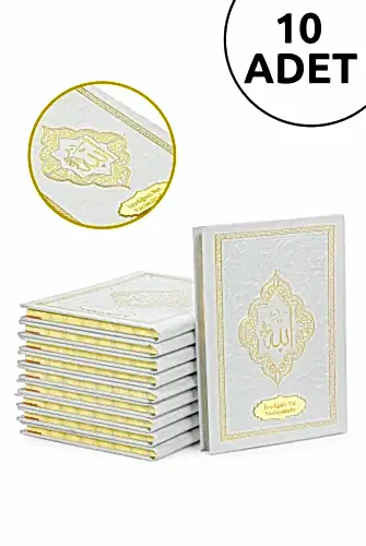 10 Adet İsme Özel Kabartmalı Mevlüt Hediyelik Ciltli Yasin Kitabı - Çanta Boy – 128 Sayfa - Beyaz 