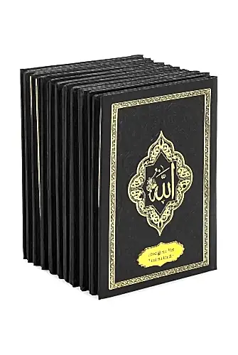 10 Adet İsme Özel Kabartmalı Yaldızlı Deri Ciltli Yasini Şerif Kitabı - Çanta Boy – 128 Sayfa - Siyah - ihvanonline (1)