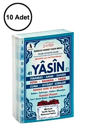 10 Adet Türkçe Mealli Orta Boy 80 Sayfa 41 Yasin - Mavi Renk - 1