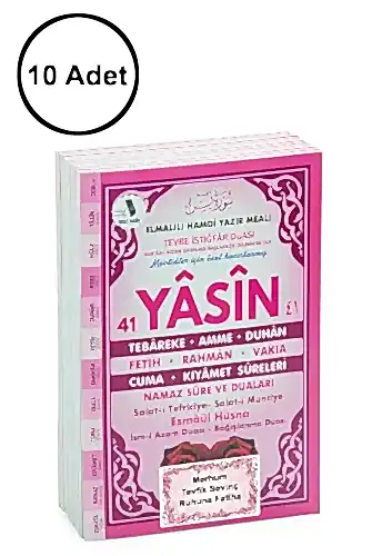10 Adet Türkçe Mealli Orta Boy 80 Sayfa 41 Yasin - Pembe Renk - 1