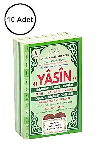 10 Adet Türkçe Mealli Orta Boy 80 Sayfa 41 Yasin - Yeşil Renk - 1