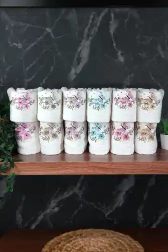 %100 Pamuklu 3D Kelebek İşlemeli 12 li Analı Kızlı Çeyizlik Havlu Seti 50x90 cm - 00030 - ihvanonline (1)