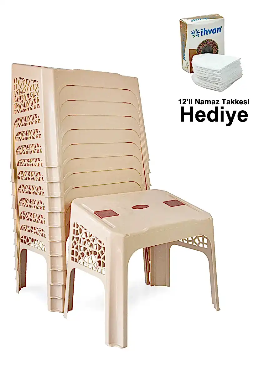 12 Adet Cami ve Kuran Kursları için Takke Hediyeli Plastik Rahle Masası - 1