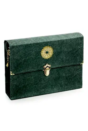 30 Cüz Nubuk Kaplama Özel Taşıma Çantalı Rahle Boy Arapça Kuranı Kerim Yeşil - Medrese Yayınları (1)