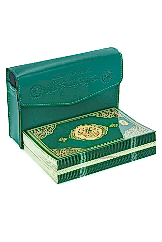 30 Cüz Suni Deri Çantalı Orta Boy Kuranı Kerim - Yeşil 