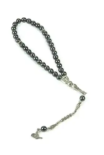 33lü Gri Doğal Hematit Taşı Tesbih - 1