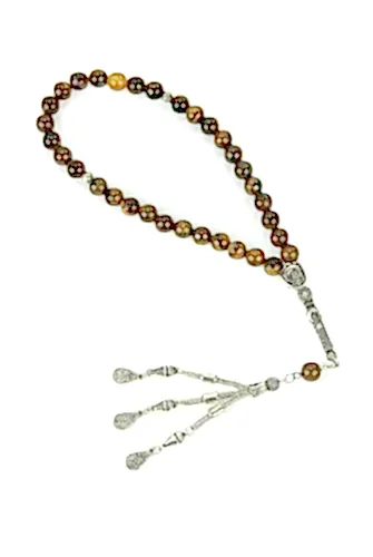 33lü Kahverengi Doğal Kaplan Gözü Taşı Tesbih 