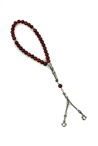  33lü Turuncu Doğal Akik Taşı Tesbih 