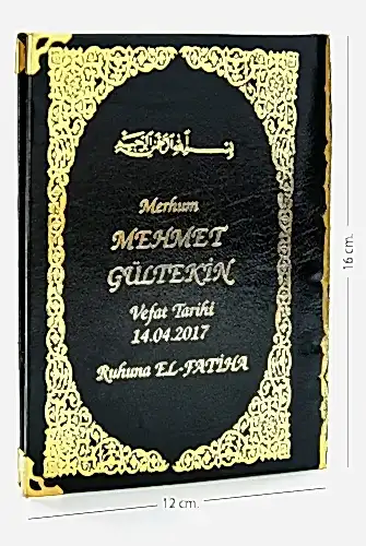 50 ADET - İsim Baskılı Ciltli Yasin Kitabı - Çanta Boy - 128 Sayfa - Tesbihli - Şeffaf Kutulu - Siyah Renk - Dini Hediyelik Set - ihvanonline (1)