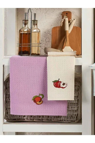 6lı Meyve Nakışlı Mutfak Kurulama Bezi - Çeyizlik Mutfak Havlu Seti - 40x60 cm - (RBK) - ihvanonline (1)