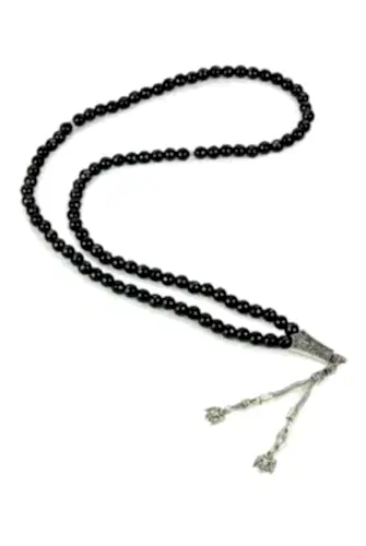99lu Siyah Doğal Akik Taşı Tesbih 