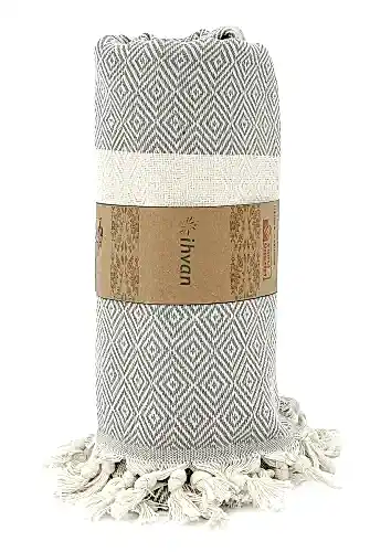 Açık Gri Pamuk Bambu Peştemal 