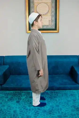 Açık Kahverengi Buhara Yaka Namaz Elbisesi Erkek Çocuk Cübbe - ihvanonline (1)