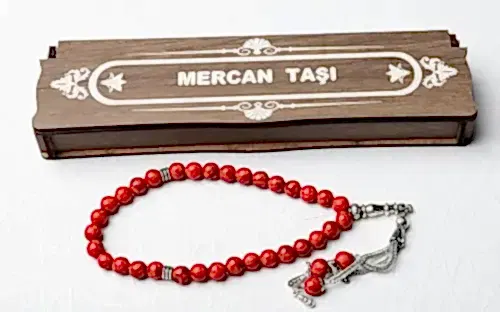 Ahşap Kutulu Mercan Taşı Tesbih - 1