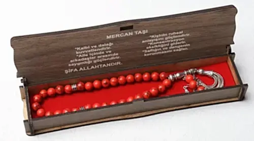 Ahşap Kutulu Mercan Taşı Tesbih - ihvanonline (1)