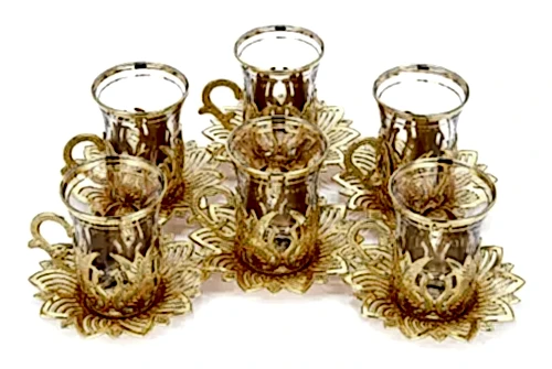 Ahsen 6 lı Çay Bardağı Seti Gold 
