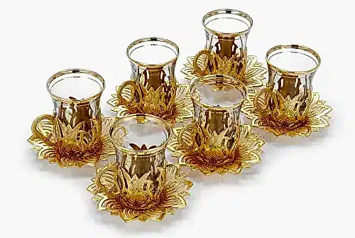 Ahsen 6 lı Çay Bardağı Seti Gold - Busem Hediyelik (1)