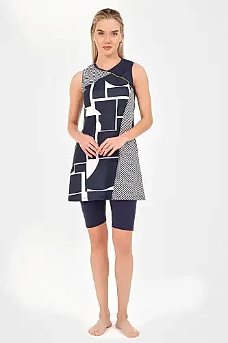 Alfasa Hızlı Kuruyan Sıfır Kol Yarı Kapalı Mayo Lacivert - 24803-25 - 1