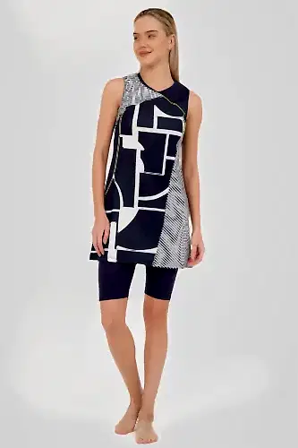 Alfasa Hızlı Kuruyan Sıfır Kol Yarı Kapalı Mayo Lacivert - 24803-25 - Alfasa (1)