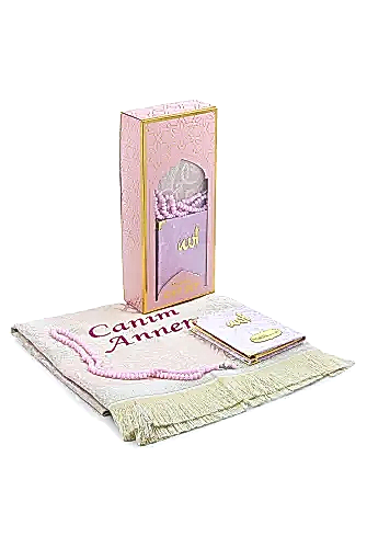 Anneler Gününe Özel Kadife Kaplı Yasin Kitabı Tesbih Nakışlı Seccade Seti - 1