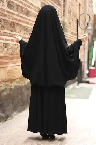 Çarşaf İpek Bütün Peçeli Sultanbaş - Annes Tesettür (1)