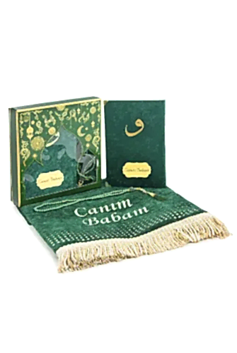 Babalar Günü Yasin Kitabı Tesbih Kişiye Özel İsimli Seccade Seti Yeşil - 1