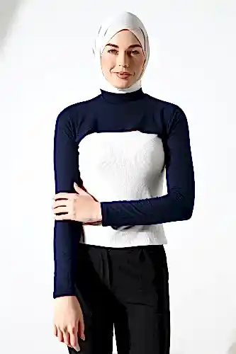 Balıkçı Yaka Tesettür Boyunluklu Kolluk Lacivert - ihvanonline (1)