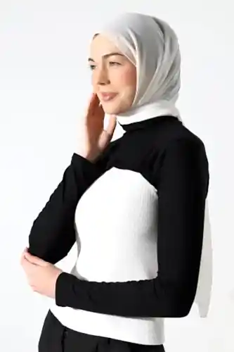 Balıkçı Yaka Tesettür Boyunluklu Kolluk Siyah 