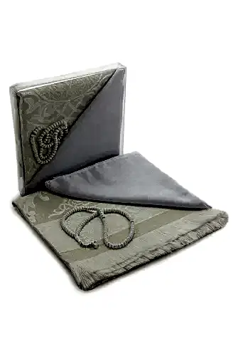 Bohçaya ve Mevlide Uygun Başörtülü Seccade Seti - Tesbihli - Beyaz 