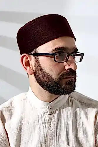 Bordo Petek Kareli Kadife Kalıp Namaz Takkesi - ihvanonline (1)