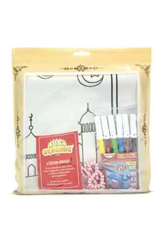 Boyamalı Yıkanabilir Eğitici Çocuk Seccadesi ve Tesbih Seti Kırmızı - ihvanonline (1)