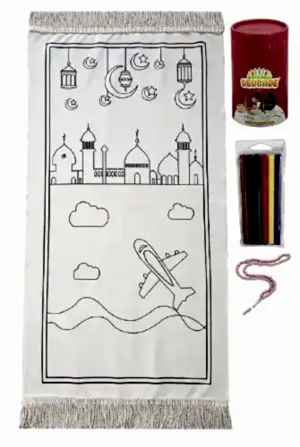 Boyamalı Yıkanabilir Eğitici Dini Oyuncak Çocuk Seccade Seti Kırmızı 