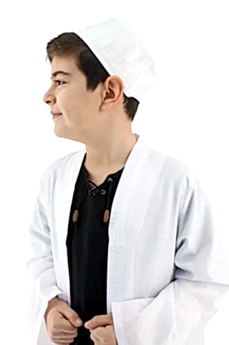 Buhara Yaka Namaz Elbisesi Erkek Çocuk Cübbe Beyaz (SFA) - ihvanonline (1)