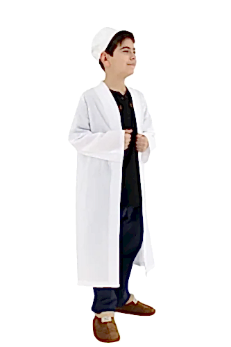 Buhara Yaka Namaz Elbisesi Erkek Çocuk Cübbe Beyaz (SFA) - 1