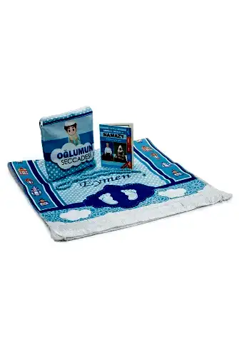 Çantalı Erkek Çocuk İsimli Seccade, Tesbih, Namaz Öğreniyorum Kitabı Seti - ihvanonline (1)