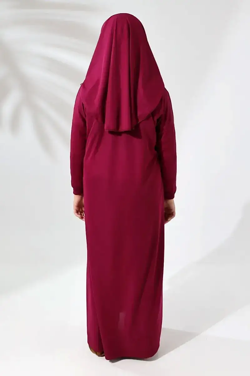 Çantalı Kız Çocuk Namaz Elbisesi, İsimli Seccade, Tesbih ve Namaz Öğreniyorum Kitabı Seti - Fuşya - 5