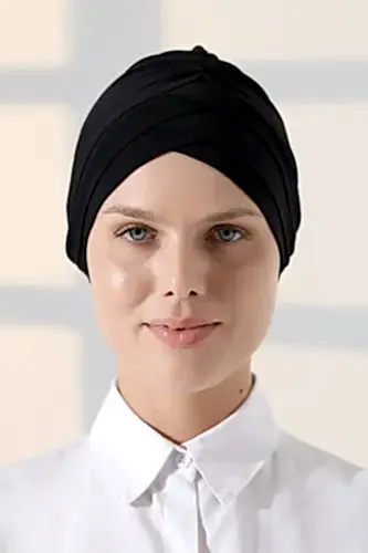 Çapraz 3 Bantlı Çift Taraflı Tesettür Bone Siyah - ihvanonline (1)