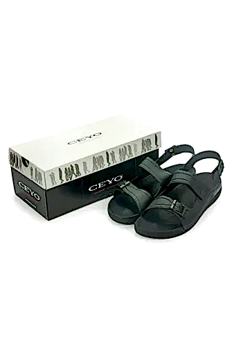 Ceyo Ayarlanabilir Cırt Cırtlı Tokalı Hac Umre Kadın Sandalet 1300-4 Siyah - Ceyo (1)