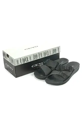 Ceyo Çift Tokalı Hac Umre Kadın Terlik 9890-1 Siyah - Ceyo (1)