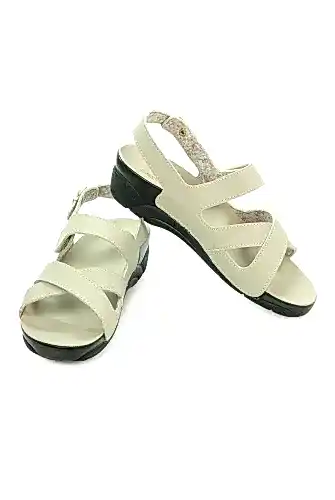 Ceyo Tokalı ve Cırt Cırtlı Ayarlanabilir Kadın Hac Umre Sandaleti Krem - Ceyo (1)