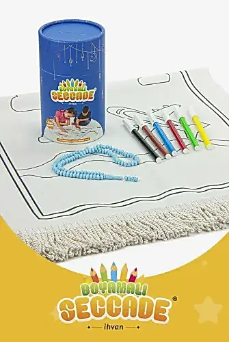 Çocuklara Özel Yıkanabilir Boyamalı Seccade Seti Mavi - ihvanonline (1)