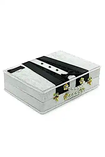 Damat Bohçası İçin Çeyizlik Kadife Sandık Beyaz - ihvanonline (1)