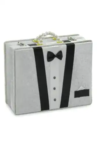 Çeyizlik Damat Bohçası Kutusu Kadife Sandık Gri - 1