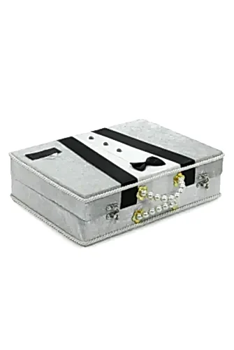 Çeyizlik Damat Bohçası Kutusu Kadife Sandık Gri - ihvanonline (1)