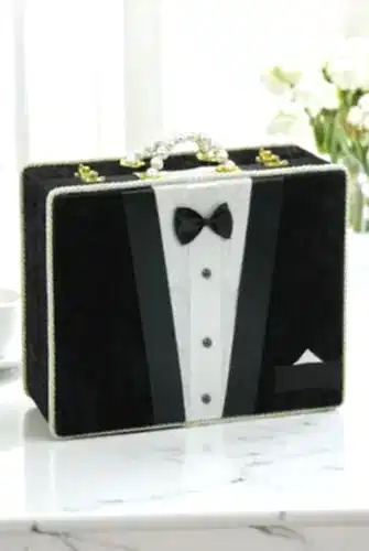 Damat Bohçası İçin Çeyizlik Kadife Sandık Siyah 